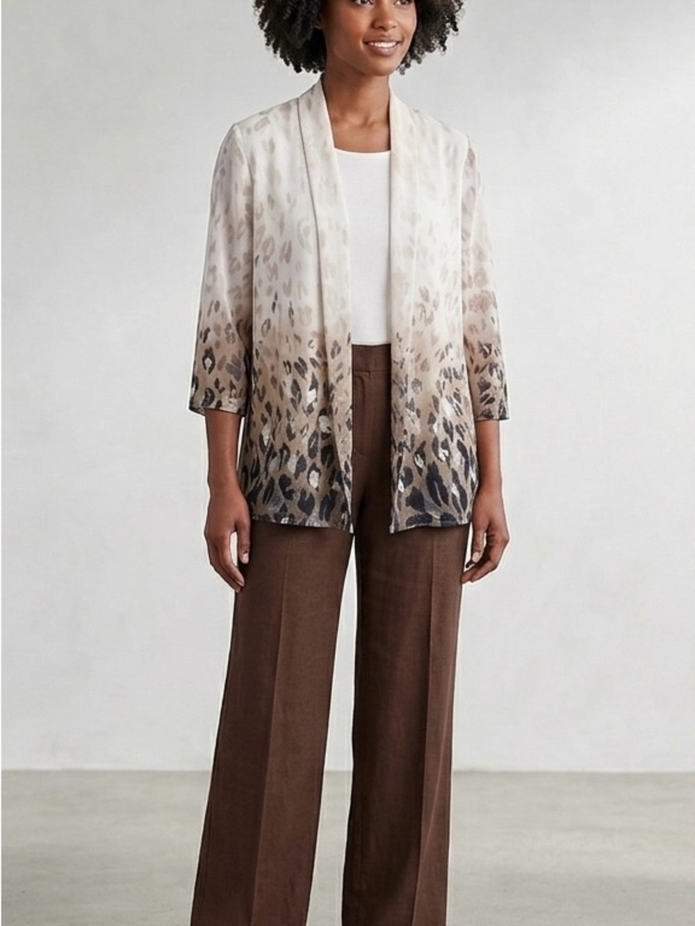 Women’s sheer Burnout Animal Print Cardigan